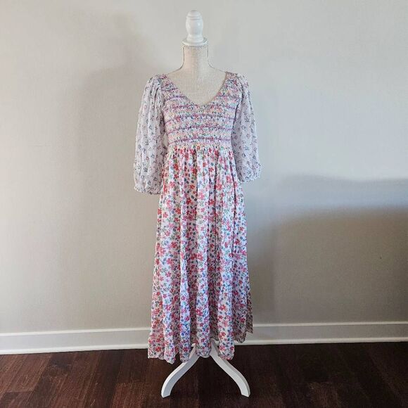 LoveShackFancy Dresses & Skirts - Loveshackfancy Analia Floral-Print Cotton Midi Dress Size Small